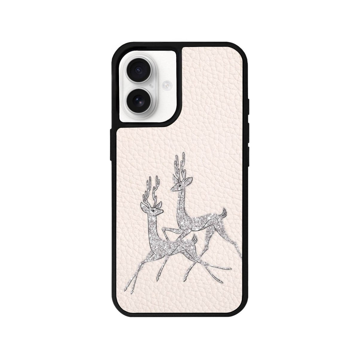 iPhone 16 Disco Deers Leather Vegan Deri Telefon Kılıfı Bej - SUMTHINCS
