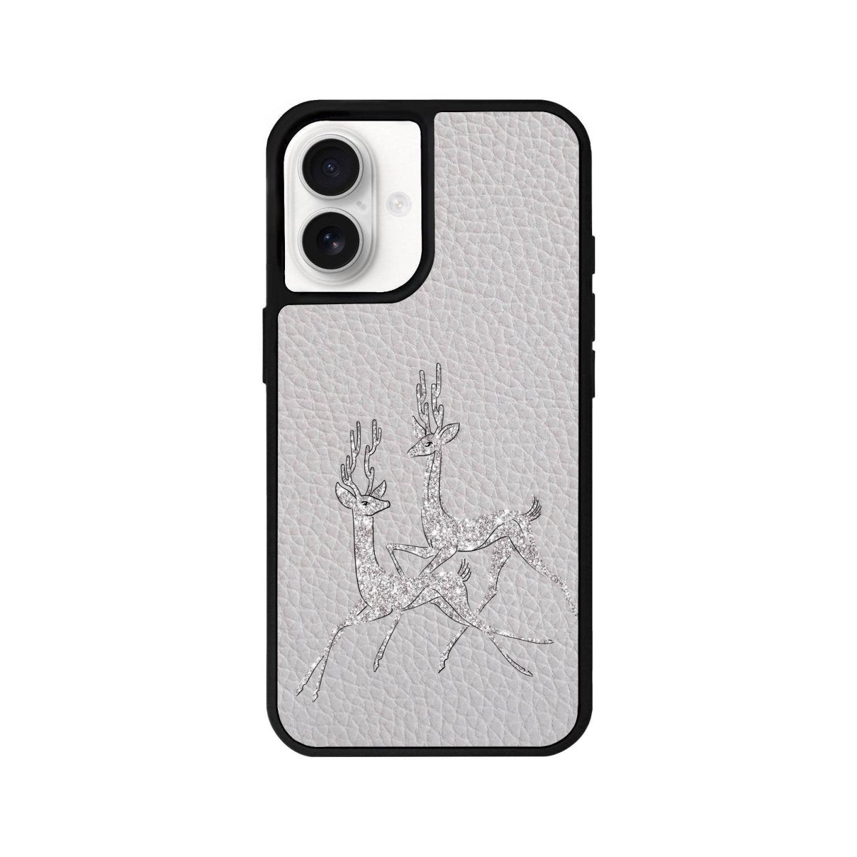 iPhone 16 Disco Deers Leather Vegan Deri Telefon Kılıfı Gri - SUMTHINCS