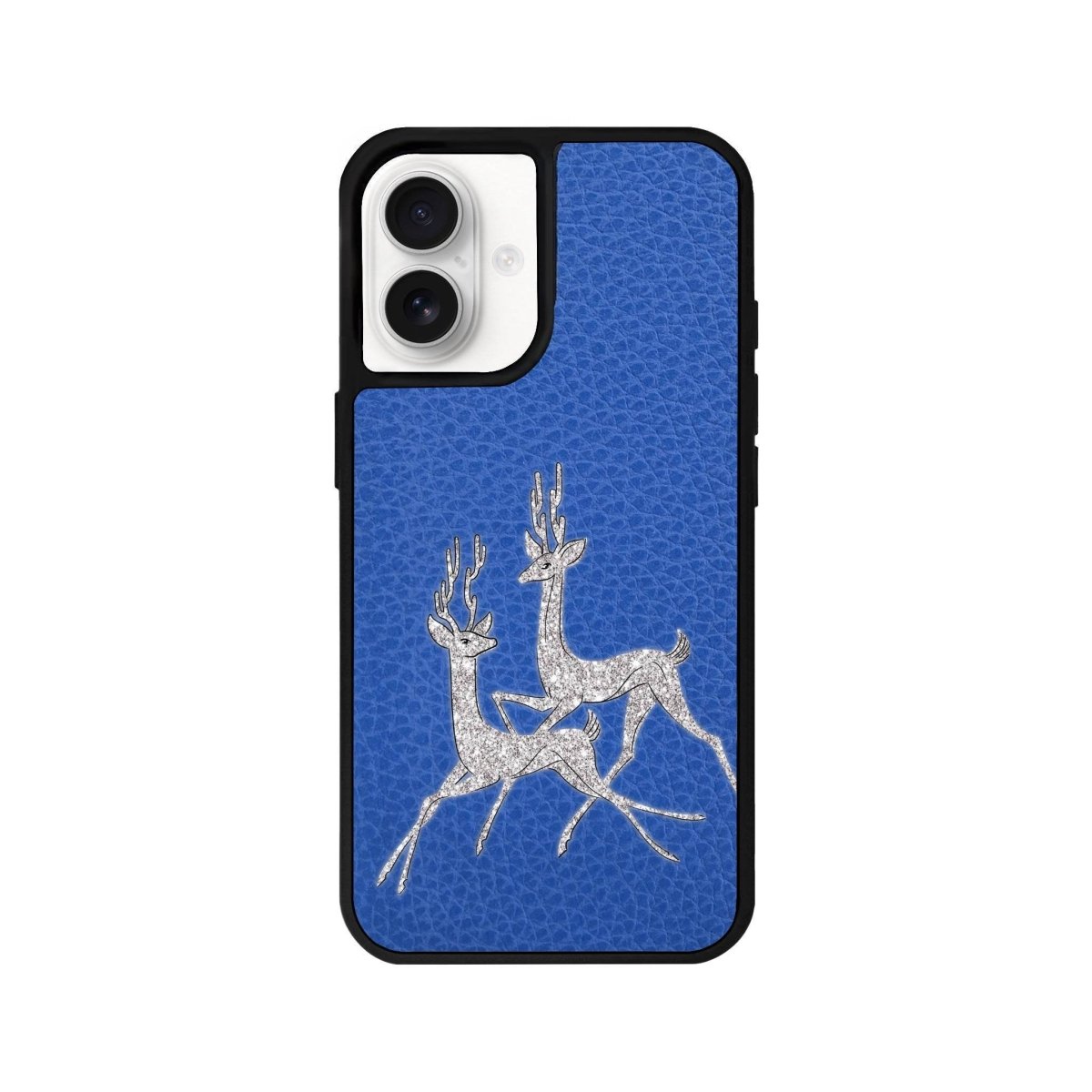 iPhone 16 Disco Deers Leather Vegan Deri Telefon Kılıfı Mavi - SUMTHINCS
