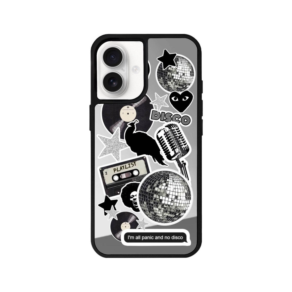 iPhone 16 Disco Stickers Mirror Aynalı Telefon Kılıfı Gümüş - SUMTHINCS