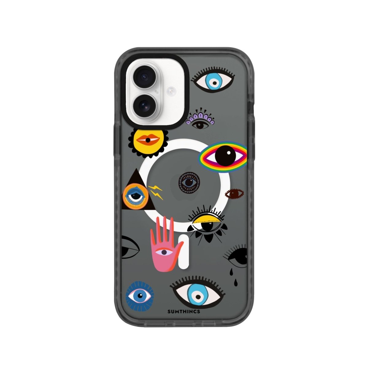 iPhone 16 Eye Stickers Magsafe Procase Şeffaf Telefon Kılıfı Antrasit - SUMTHINCS