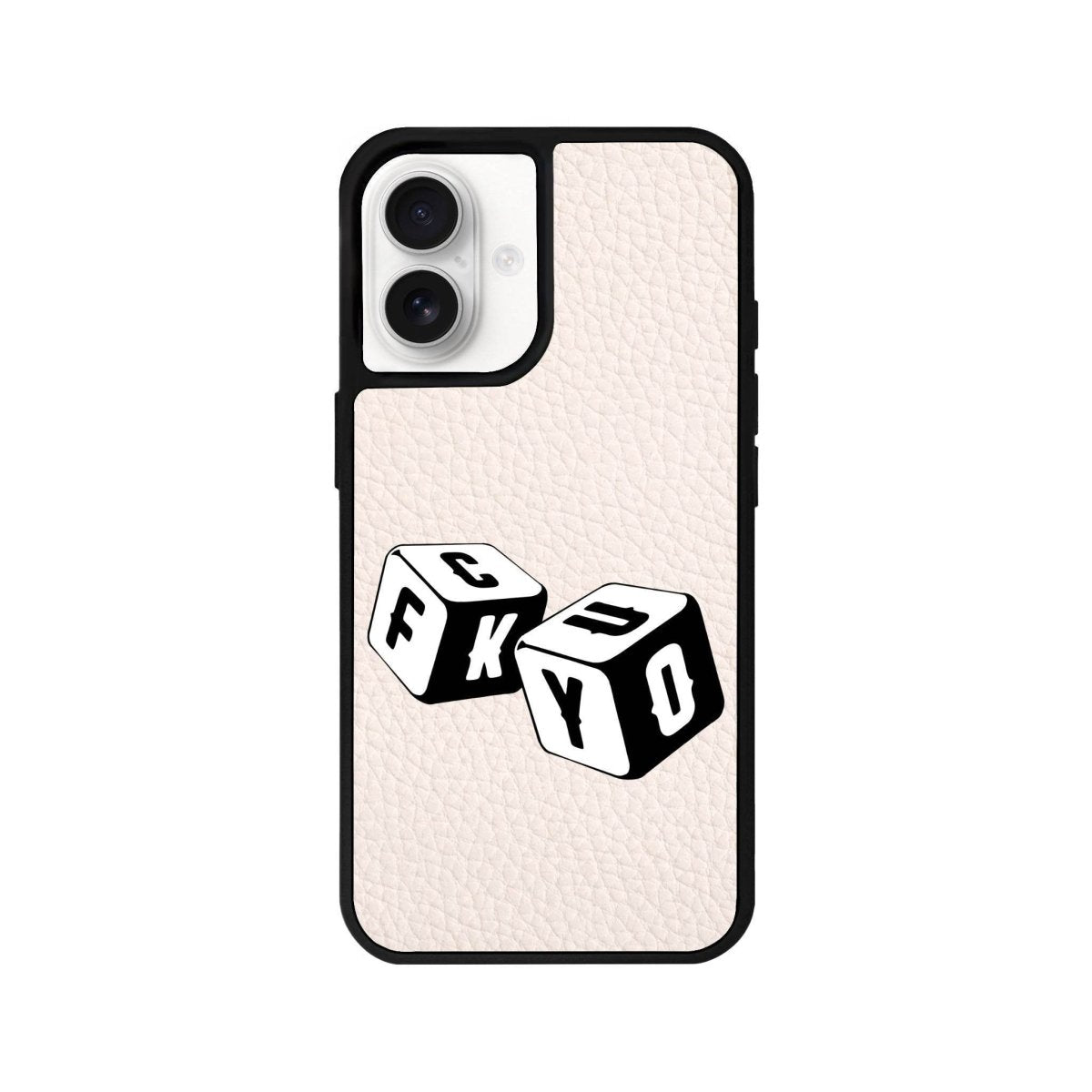 iPhone 16 Fck You Leather Vegan Deri Telefon Kılıfı Bej - SUMTHINCS