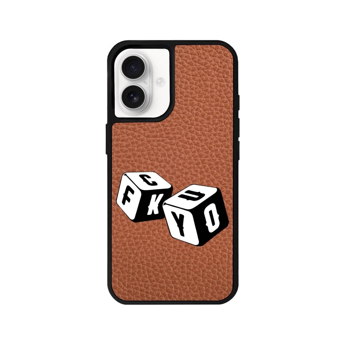 iPhone 16 Fck You Leather Vegan Deri Telefon Kılıfı Kahverengi - SUMTHINCS