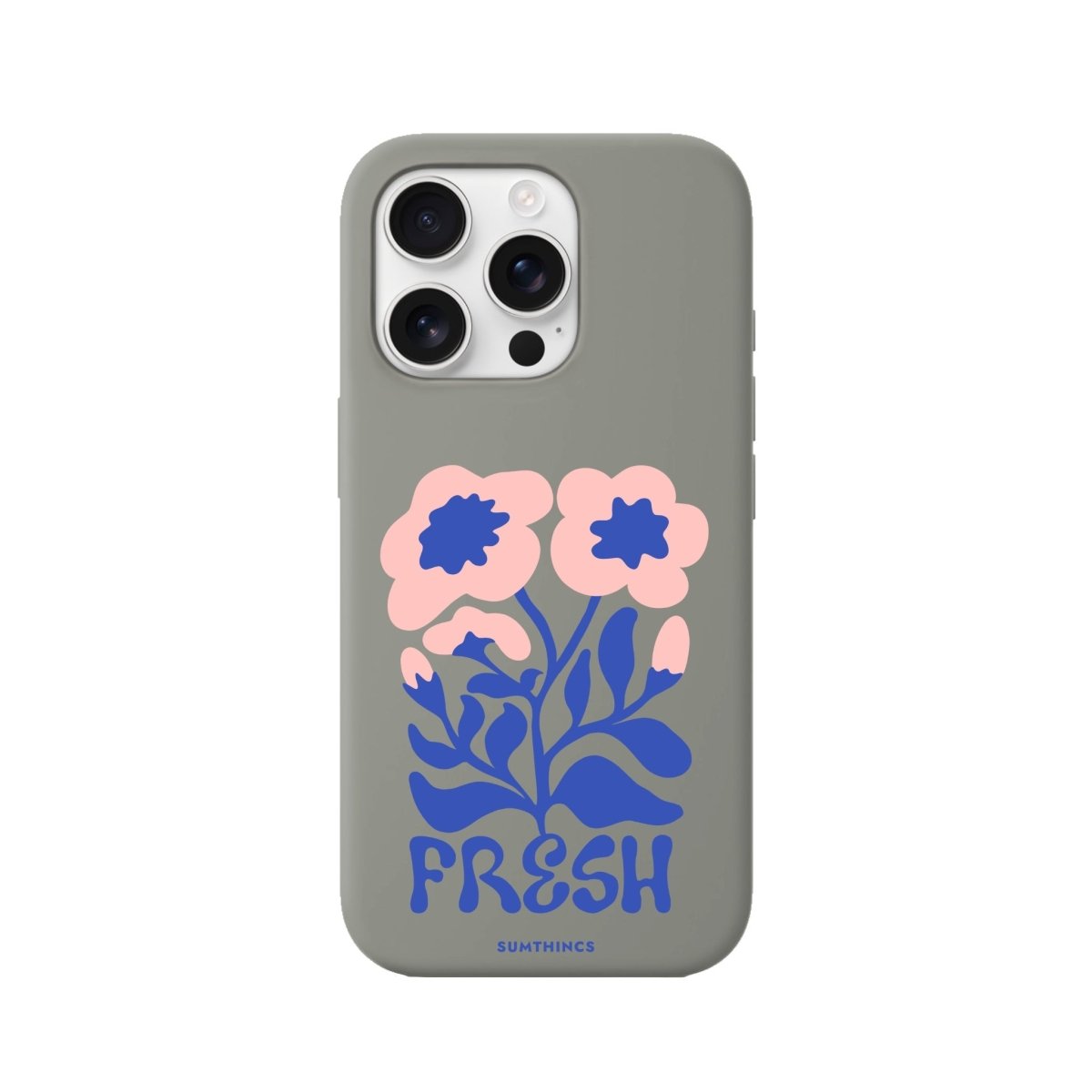 iPhone 16 Fresh Flowers Premium Telefon Kılıfı Gri - SUMTHINCS