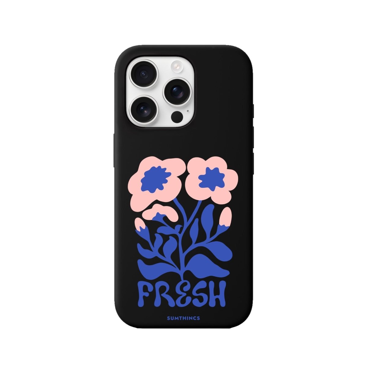 iPhone 16 Fresh Flowers Premium Telefon Kılıfı Siyah - SUMTHINCS