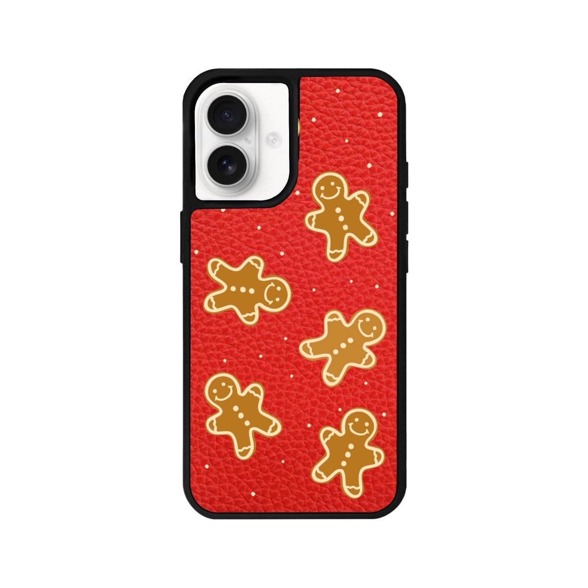 iPhone 16 Gingerbread Man Leather Vegan Deri Telefon Kılıfı Kırmızı - SUMTHINCS