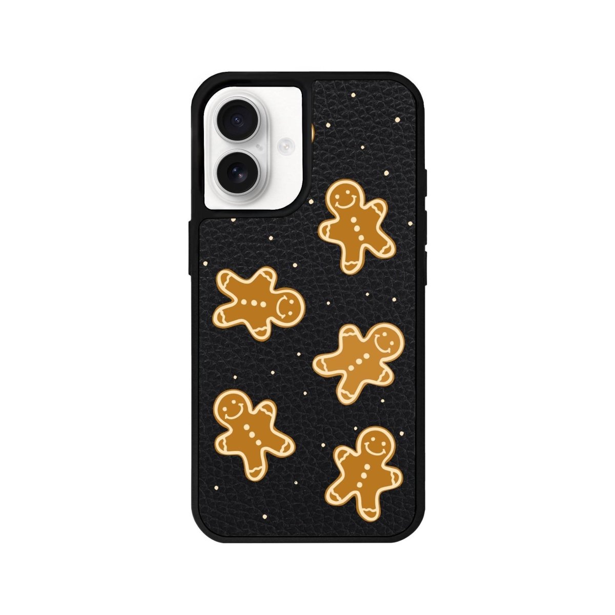 iPhone 16 Gingerbread Man Leather Vegan Deri Telefon Kılıfı Siyah - SUMTHINCS
