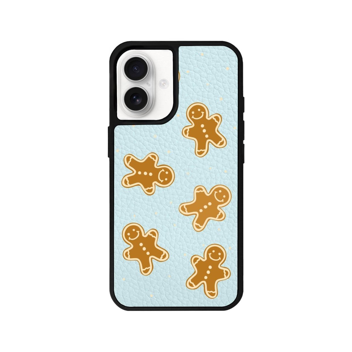 iPhone 16 Gingerbread Man Leather Vegan Deri Telefon Kılıfı Açık Mavi - SUMTHINCS