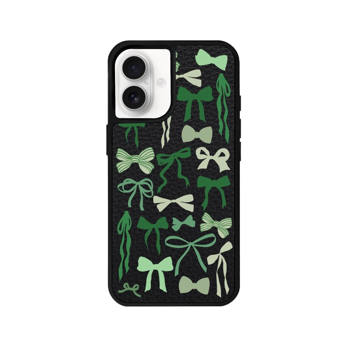 iPhone 16 Green Garland Leather Vegan Deri Telefon Kılıfı Siyah - SUMTHINCS