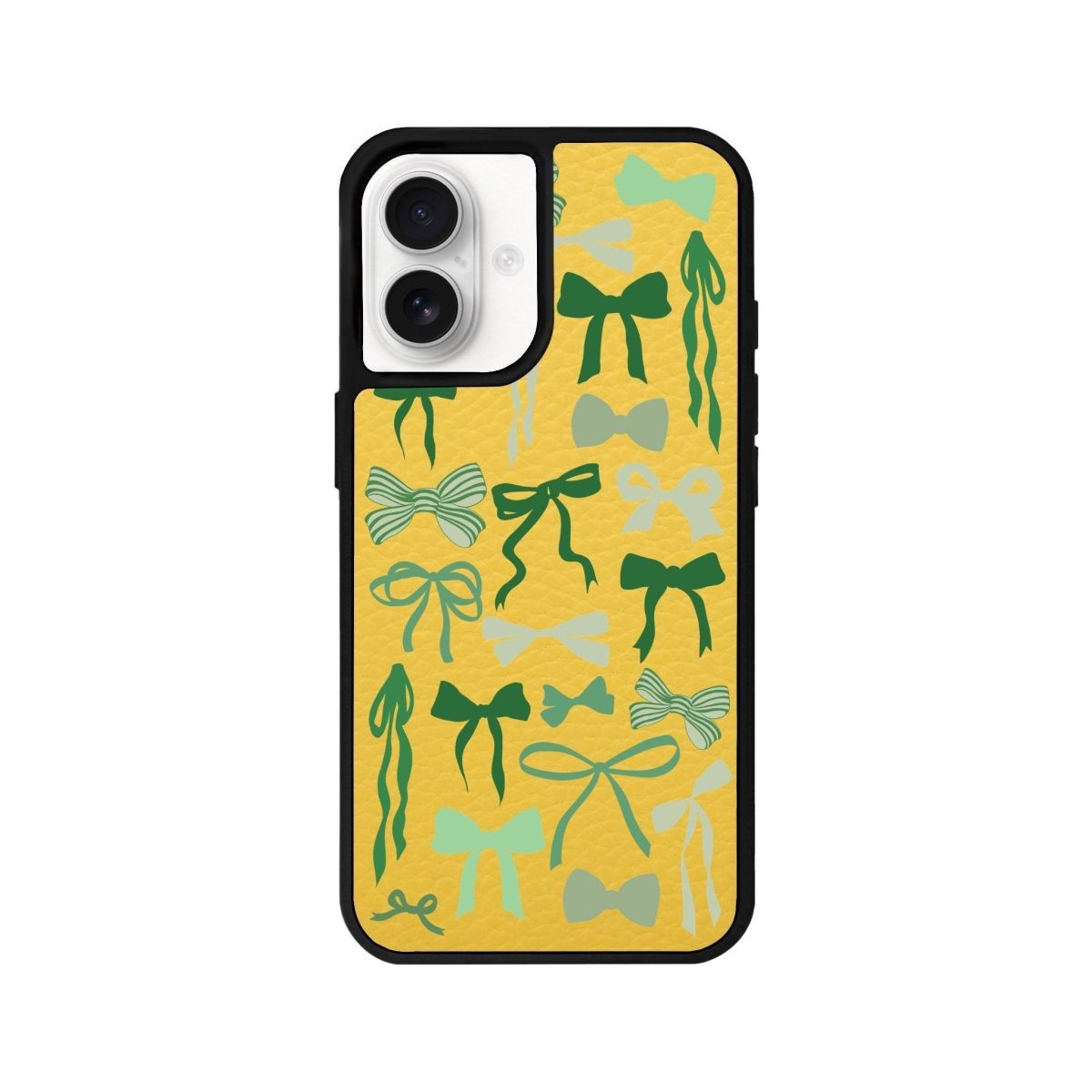 iPhone 16 Green Garland Leather Vegan Deri Telefon Kılıfı Sarı - SUMTHINCS