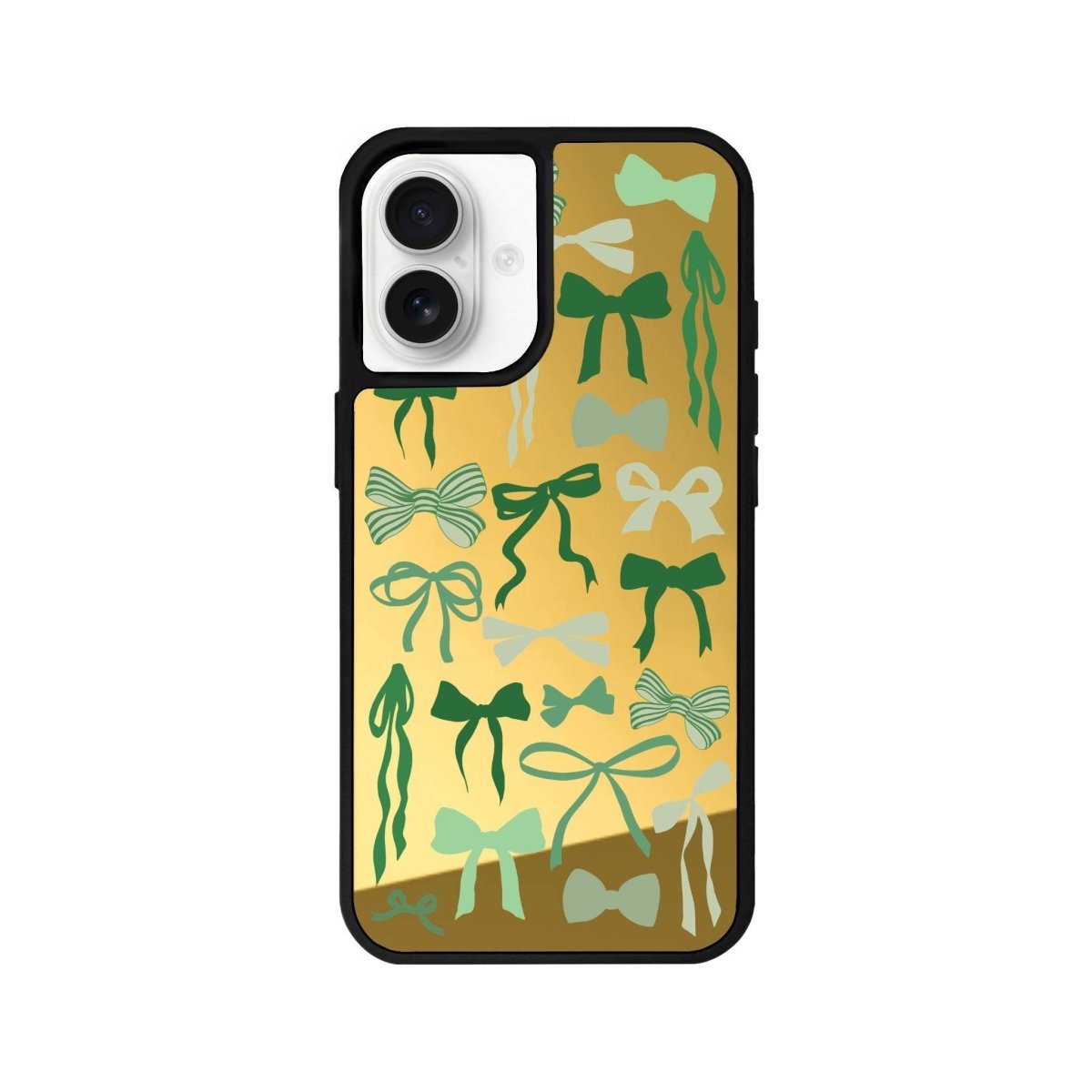 iPhone 16 Green Garland Mirror Aynalı Telefon Kılıfı Altın - SUMTHINCS