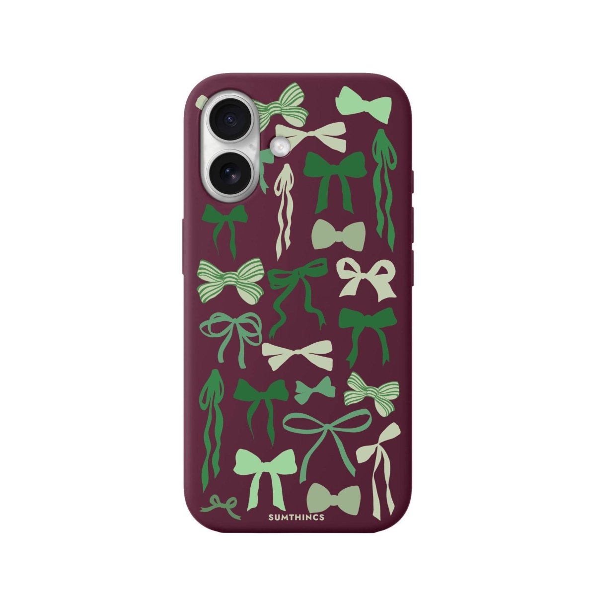 iPhone 16 Green Garland Premium Telefon Kılıfı Bordo - SUMTHINCS