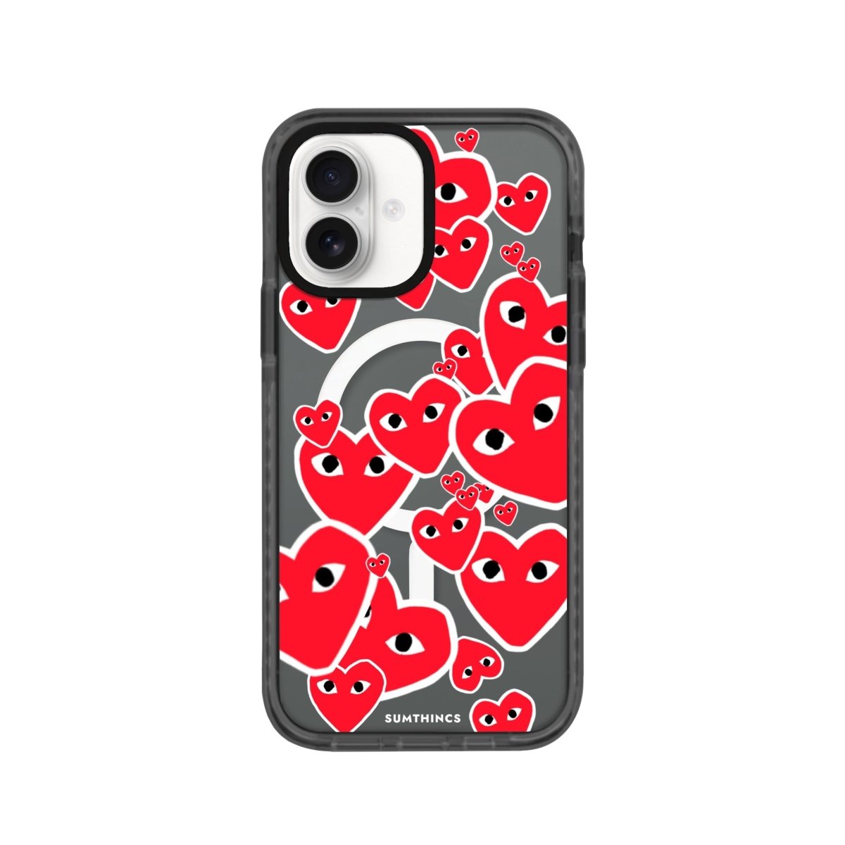 iPhone 16 Hearts Magsafe Procase Şeffaf Telefon Kılıfı Antrasit - SUMTHINCS