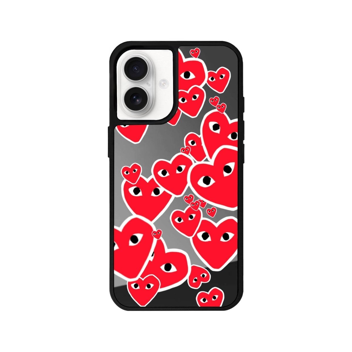 iPhone 16 Hearts Mirror Aynalı Telefon Kılıfı Antrasit - SUMTHINCS