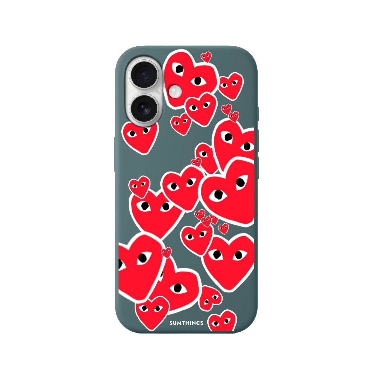 iPhone 16 Hearts Premium Telefon Kılıfı Kaktüs Yeşili - SUMTHINCS