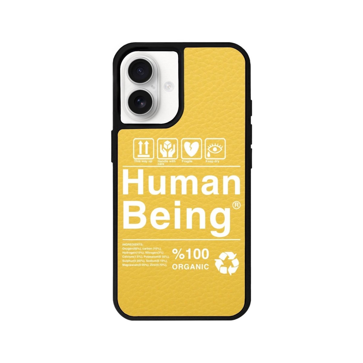 iPhone 16 Human Being Leather Vegan Deri Telefon Kılıfı Sarı - SUMTHINCS