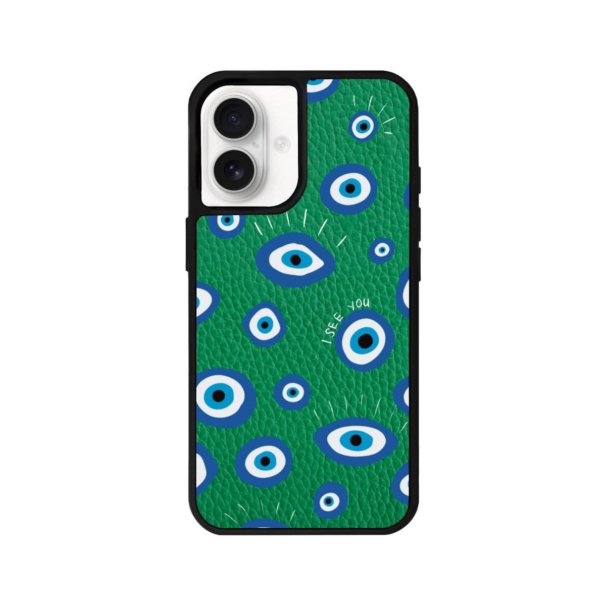 iPhone 16 I See You Leather Vegan Deri Telefon Kılıfı Yeşil - SUMTHINCS