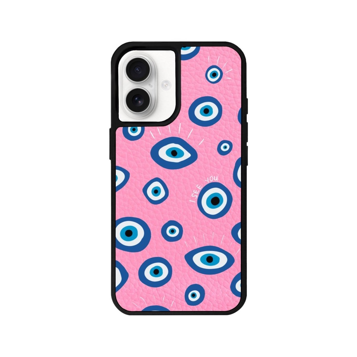 iPhone 16 I See You Leather Vegan Deri Telefon Kılıfı Pembe - SUMTHINCS