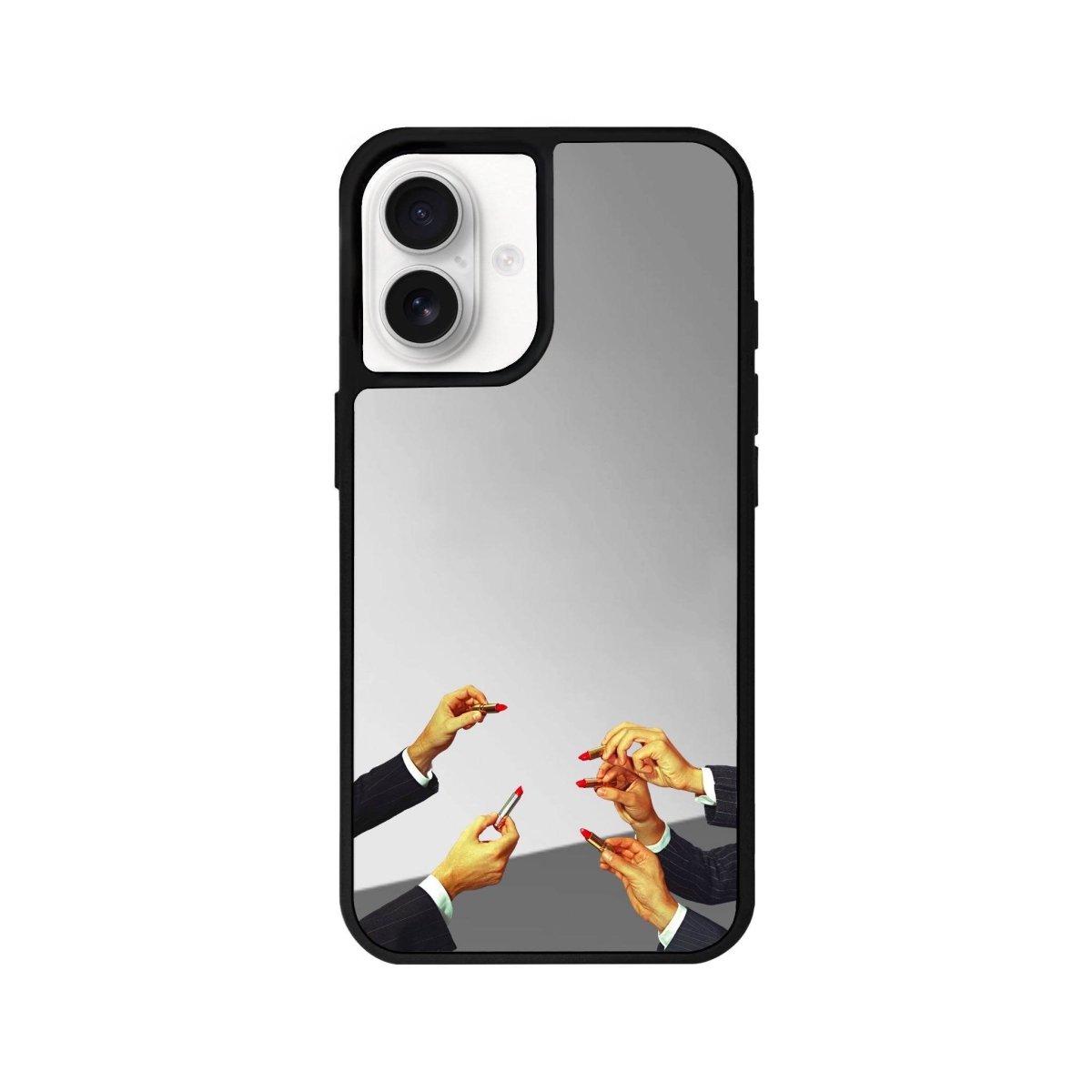 iPhone 16 Lipstick Mirror Aynalı Telefon Kılıfı Gümüş - SUMTHINCS