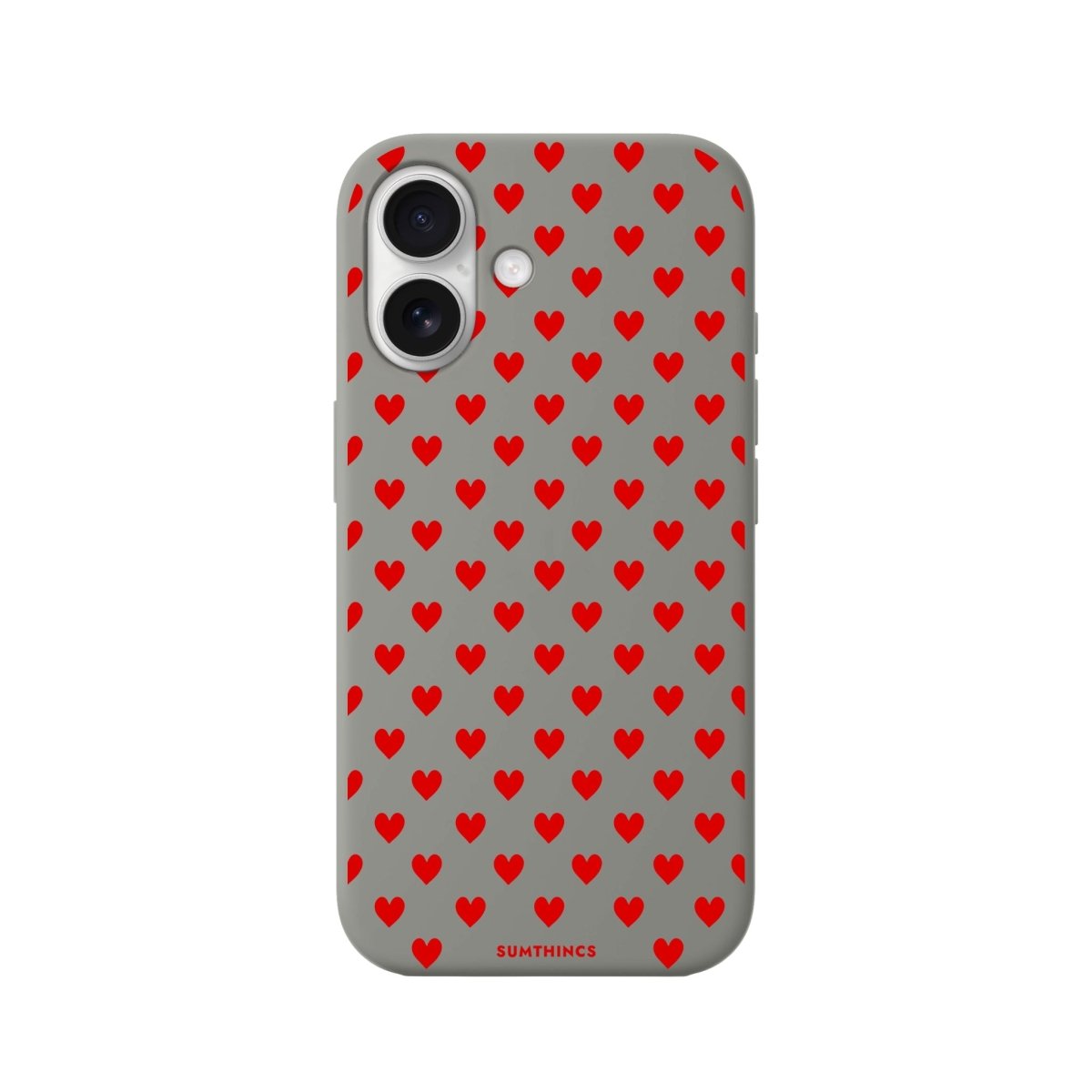 iPhone 16 Little Hearts Premium Telefon Kılıfı Gri - SUMTHINCS