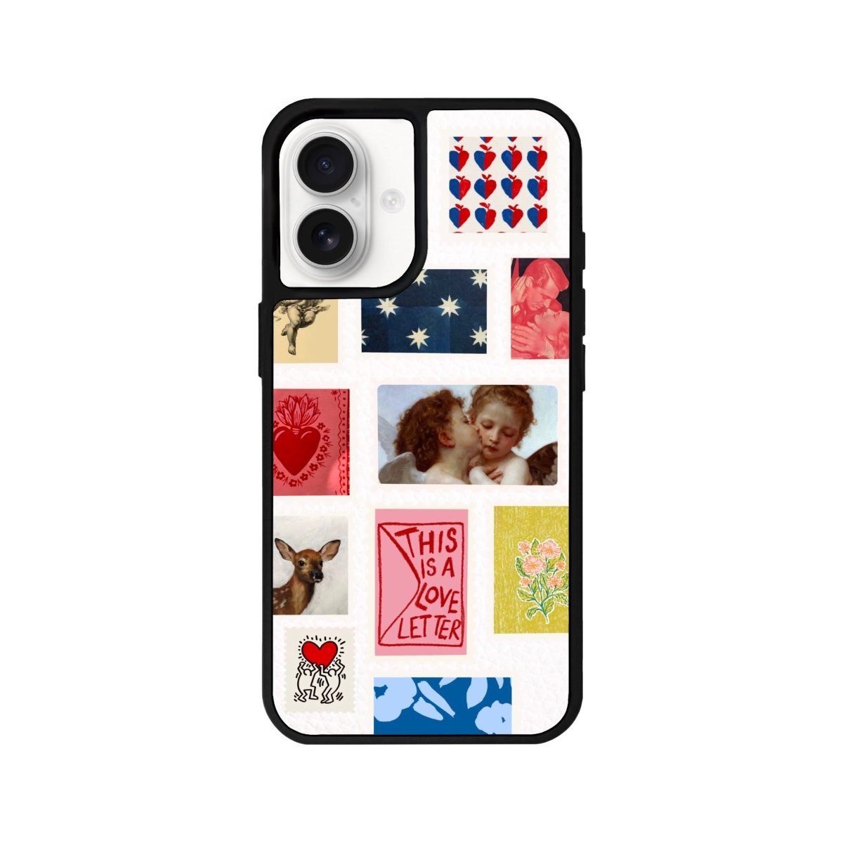 iPhone 16 Love Letter Leather Vegan Deri Telefon Kılıfı Beyaz - SUMTHINCS