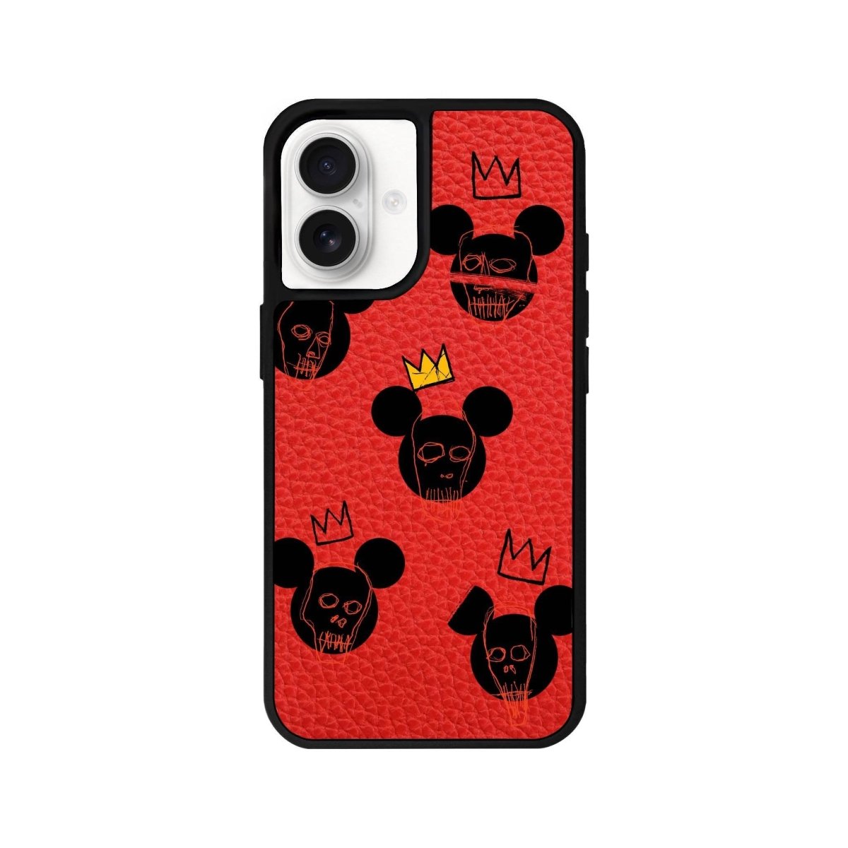 iPhone 16 Mickeys Midnight Leather Vegan Deri Telefon Kılıfı Kırmızı - SUMTHINCS