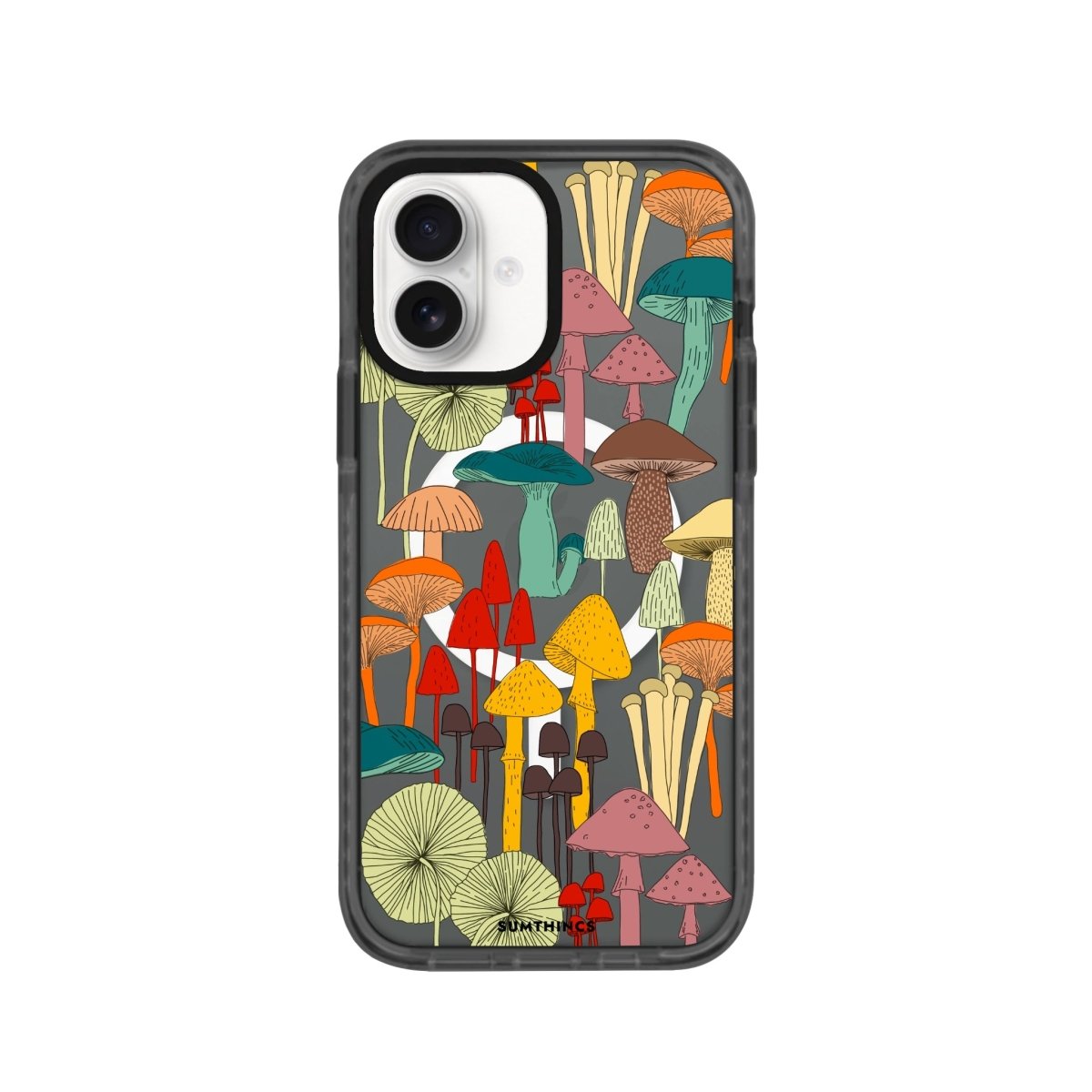 iPhone 16 Mushrooms Magsafe Procase Şeffaf Telefon Kılıfı Antrasit - SUMTHINCS