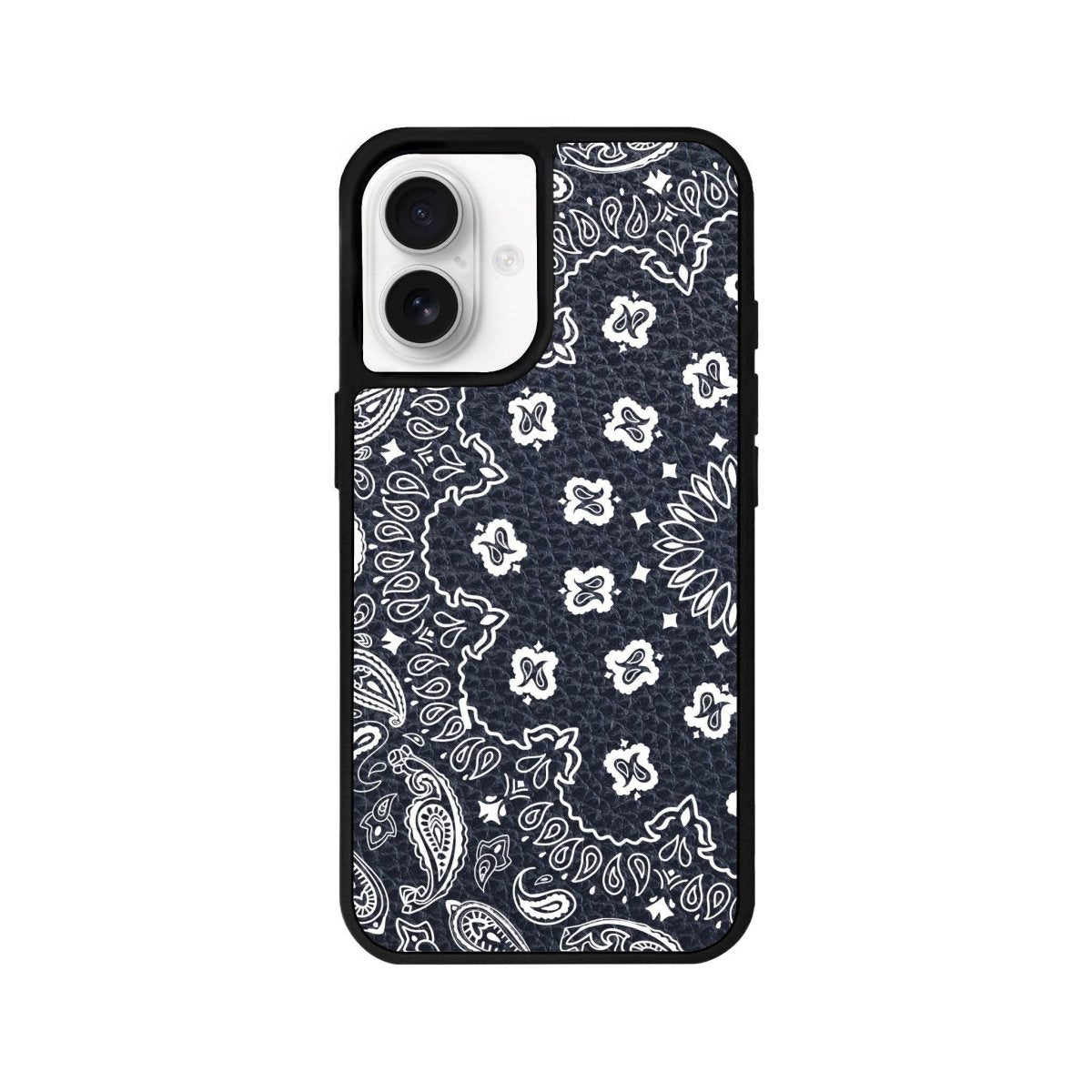 iPhone 16 Paisley Leather Vegan Deri Telefon Kılıfı Pasifik Mavi - SUMTHINCS