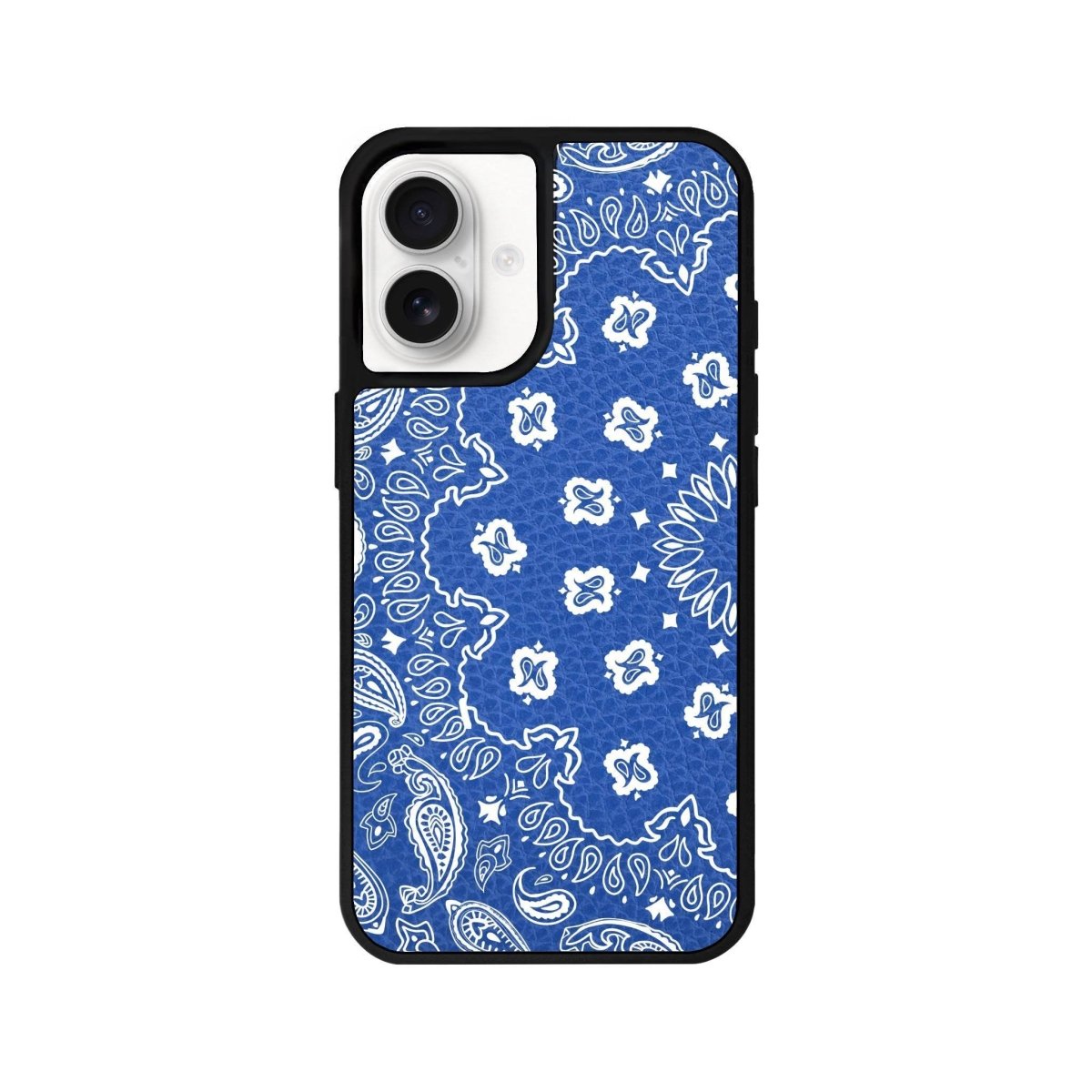 iPhone 16 Paisley Leather Vegan Deri Telefon Kılıfı Mavi - SUMTHINCS