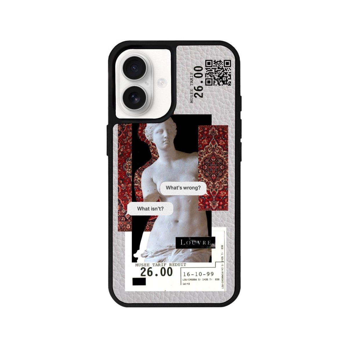 iPhone 16 PixelVenus Leather Vegan Deri Telefon Kılıfı Gri - SUMTHINCS