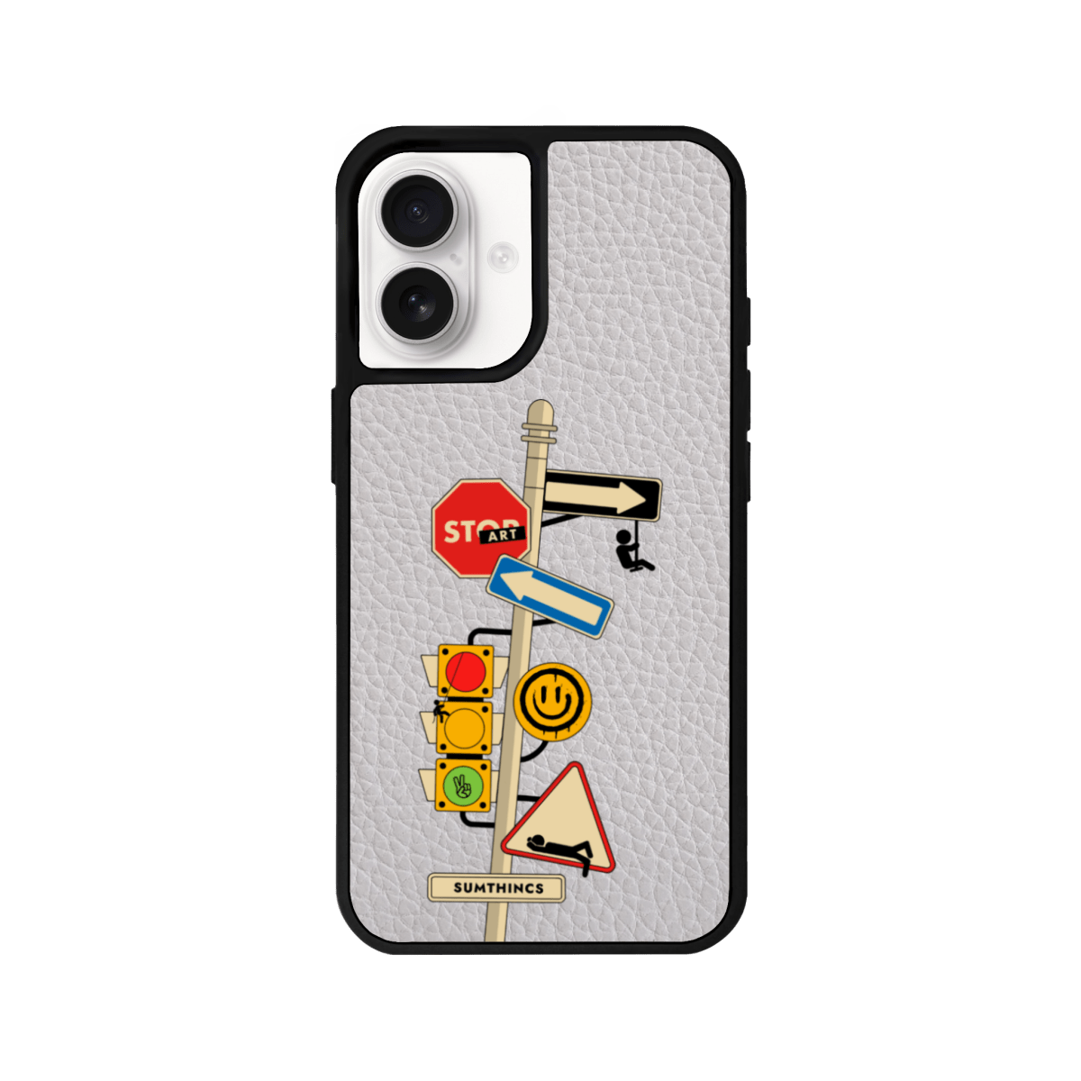 iPhone 16 Plus Crossroad Leather Vegan Deri Telefon Kılıfı Gri - SUMTHINCS