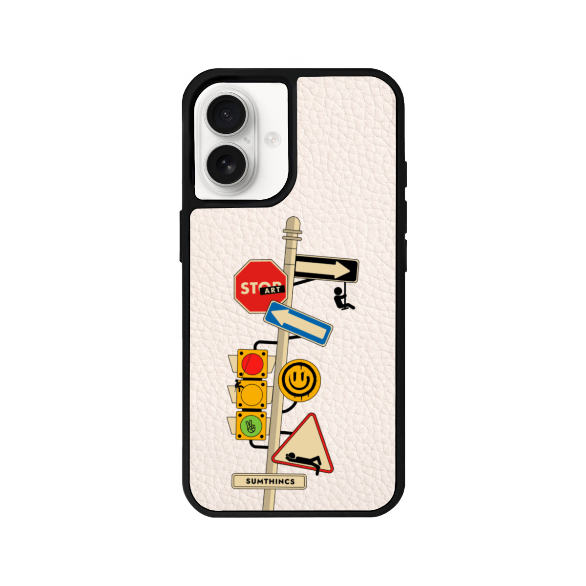 iPhone 16 Plus Crossroad Leather Vegan Deri Telefon Kılıfı Bej - SUMTHINCS