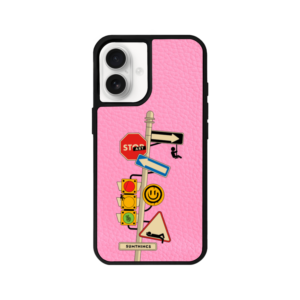 iPhone 16 Plus Crossroad Leather Vegan Deri Telefon Kılıfı Pembe - SUMTHINCS