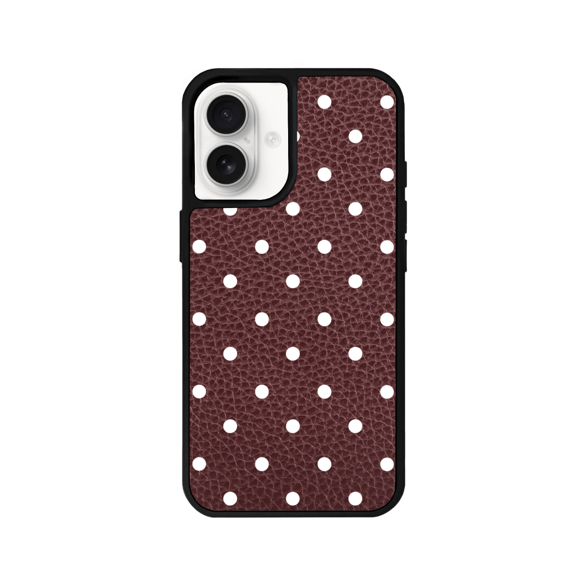 iPhone 16 Plus Polka Dot Leather Deri Telefon Kılıfı Bordo - SUMTHINCS