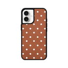 iPhone 16 Plus Polka Dot Leather Deri Telefon Kılıfı Kahverengi - SUMTHINCS