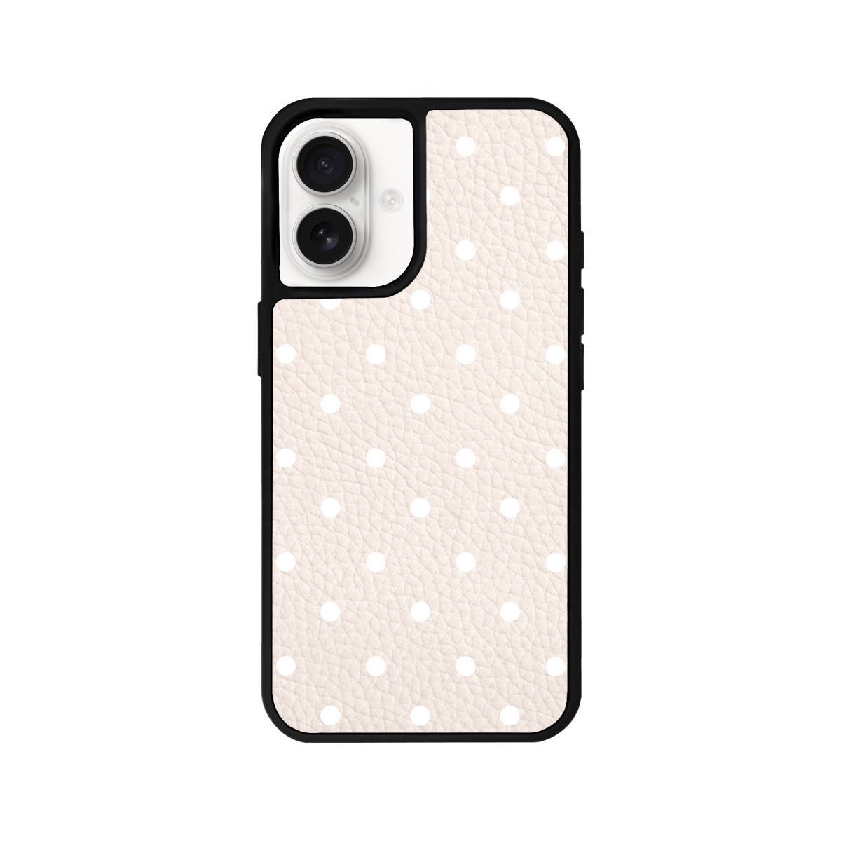 iPhone 16 Plus Polka Dot Leather Deri Telefon Kılıfı Bej - SUMTHINCS