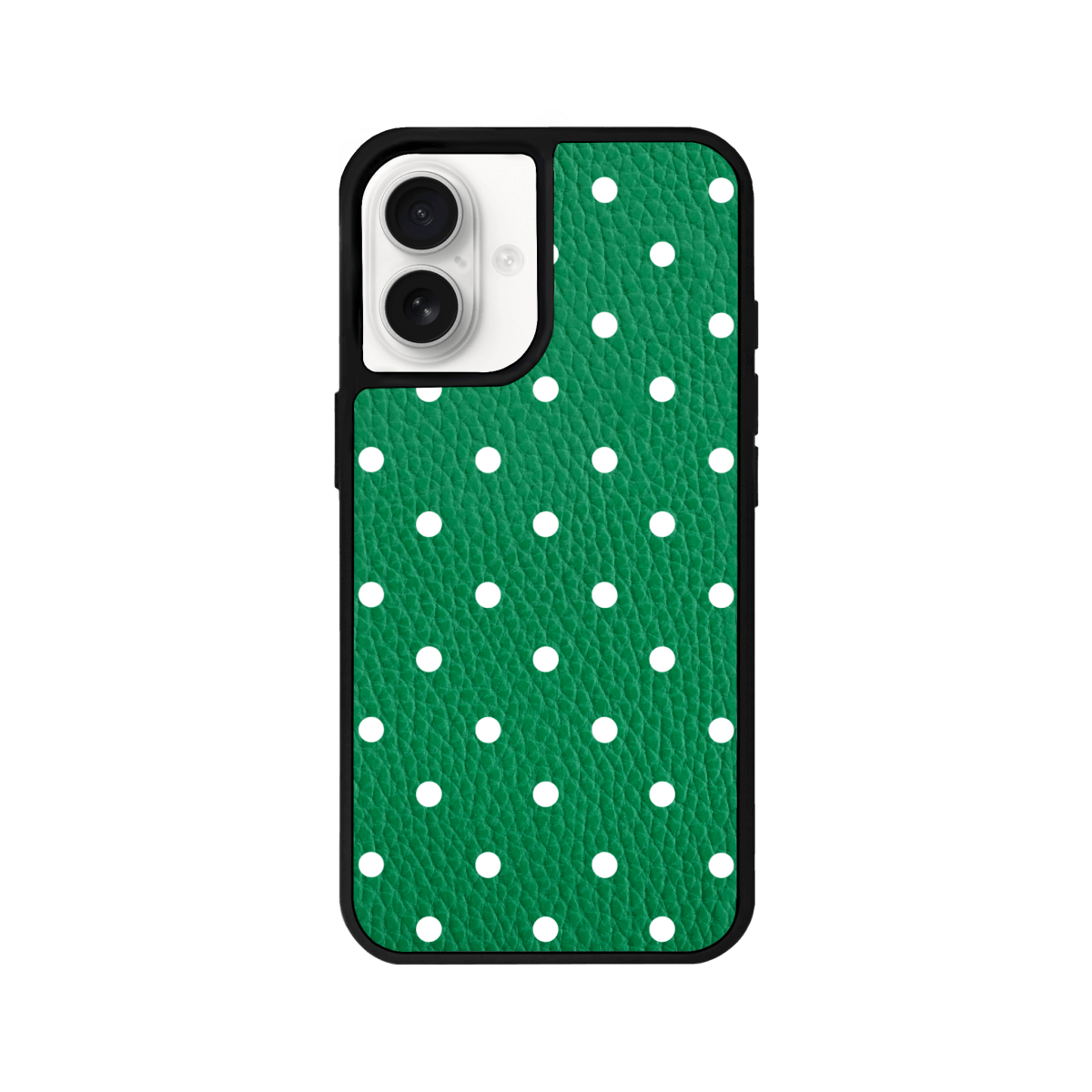 iPhone 16 Plus Polka Dot Leather Deri Telefon Kılıfı Yeşil - SUMTHINCS