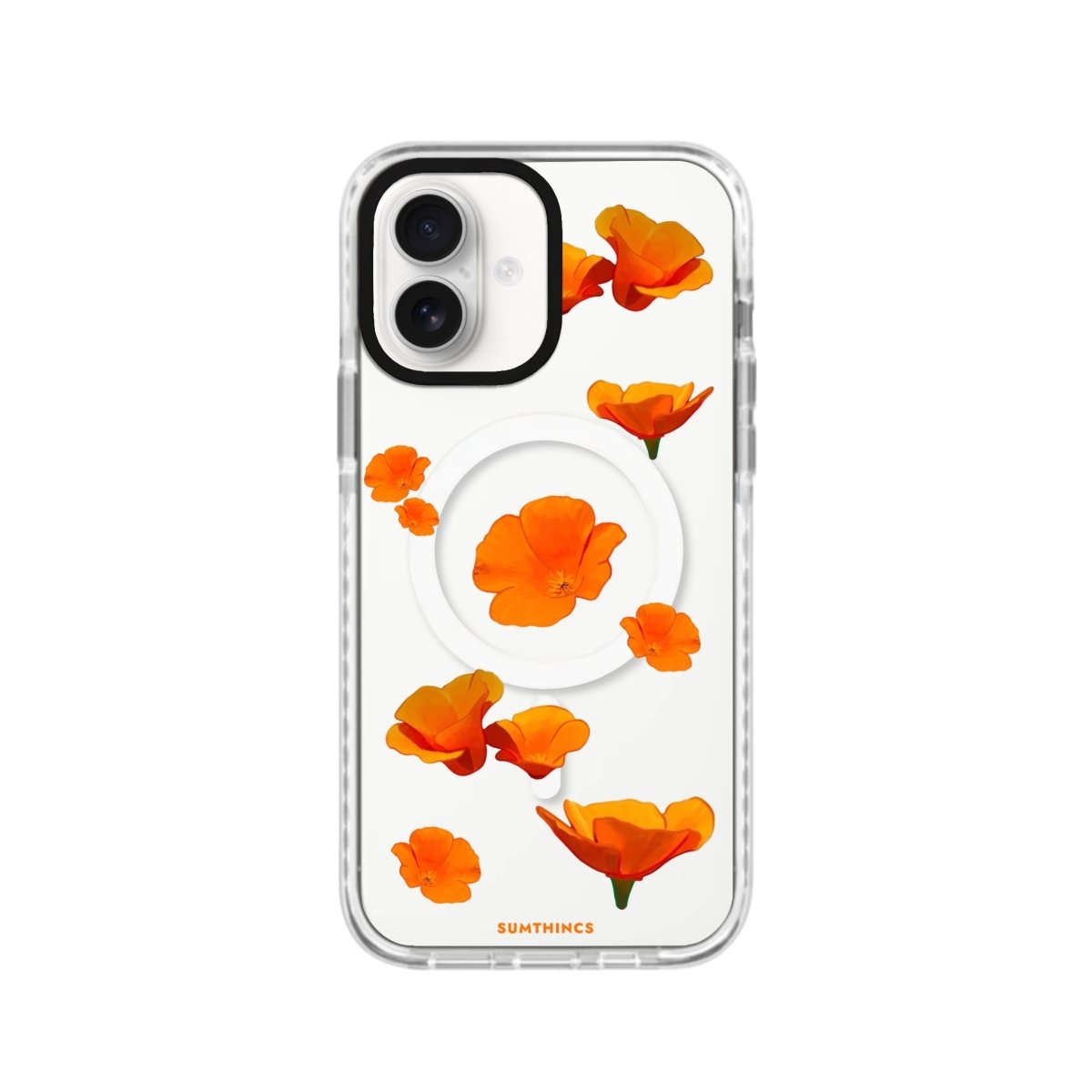 iPhone 16 Poppies Magsafe Procase Şeffaf Telefon Kılıfı Beyaz Şeffaf - SUMTHINCS