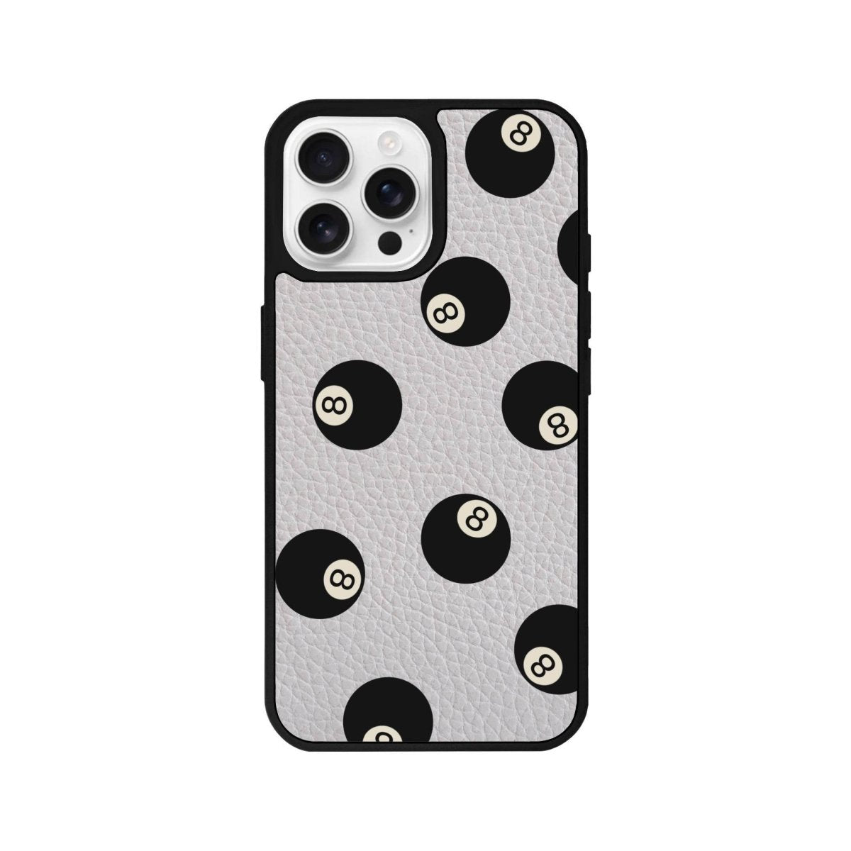 iPhone 16 Pro 8Ball Leather Vegan Deri Telefon Kılıfı Gri - SUMTHINCS