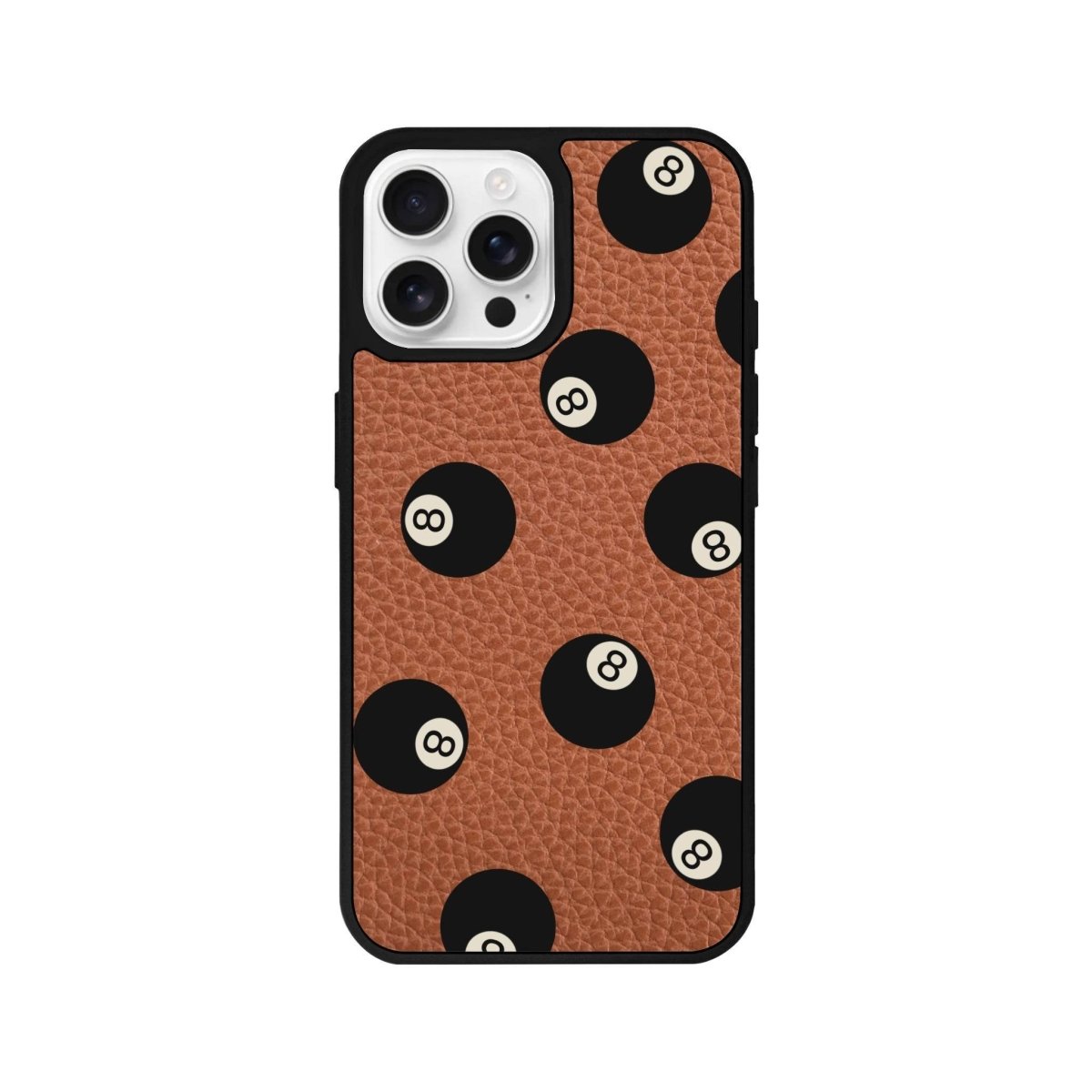 iPhone 16 Pro 8Ball Leather Vegan Deri Telefon Kılıfı Kahverengi - SUMTHINCS