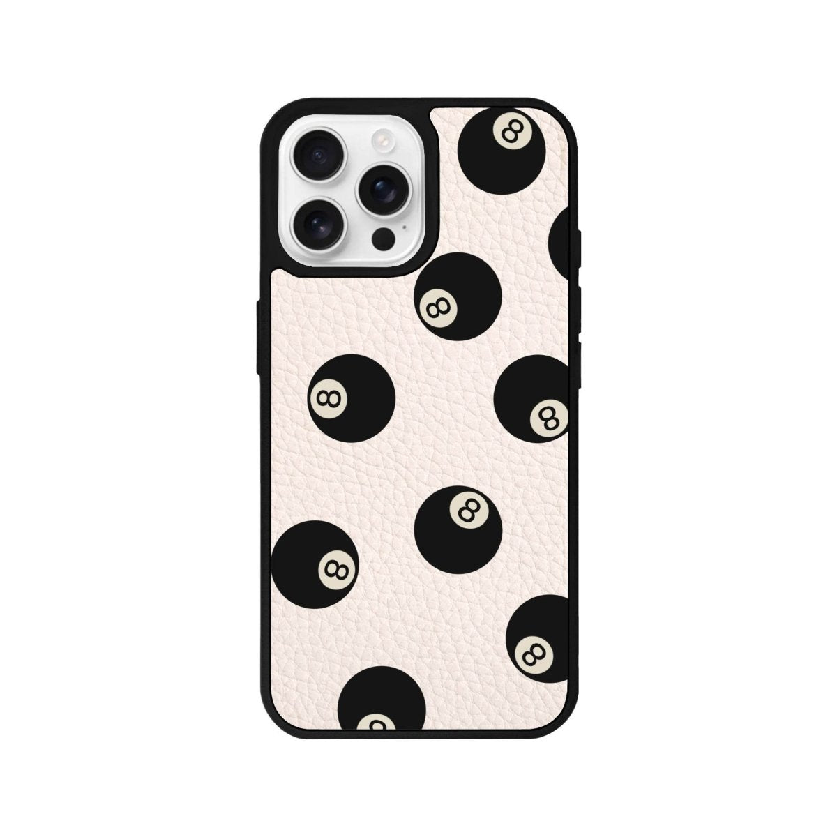 iPhone 16 Pro 8Ball Leather Vegan Deri Telefon Kılıfı Bej - SUMTHINCS