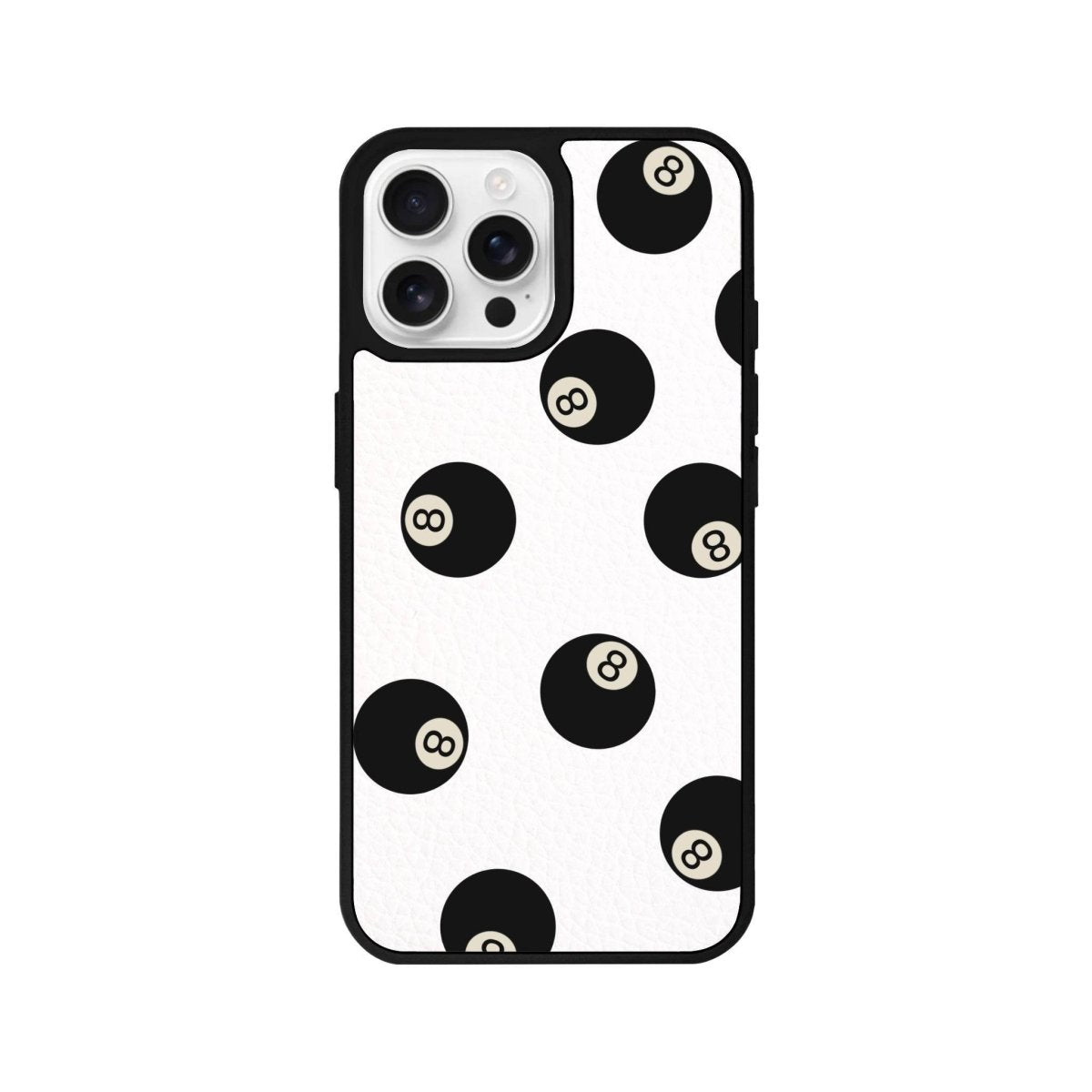 iPhone 16 Pro 8Ball Leather Vegan Deri Telefon Kılıfı Beyaz - SUMTHINCS