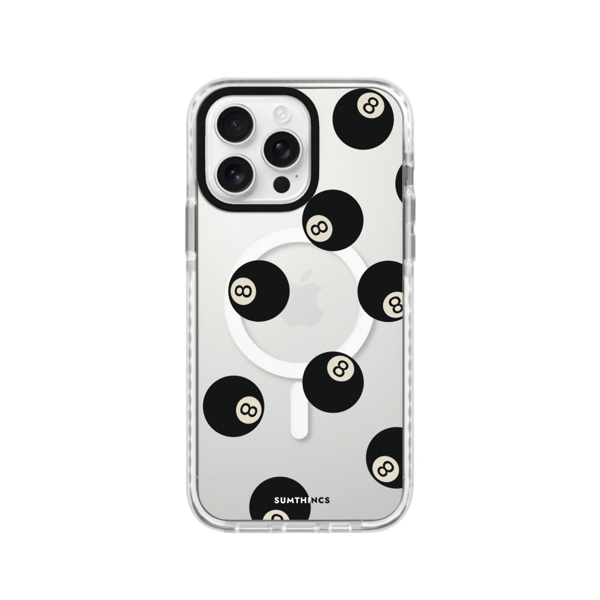 iPhone 16 Pro 8Ball Magsafe Procase Şeffaf Telefon Kılıfı Beyaz Şeffaf - SUMTHINCS