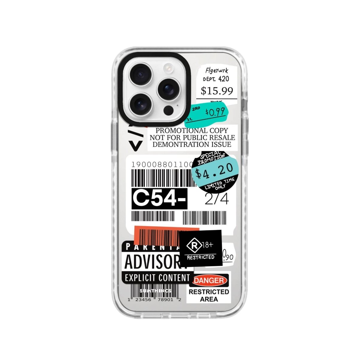 iPhone 16 Pro Barcode C54 Magsafe Procase Şeffaf Telefon Kılıfı Beyaz Şeffaf - SUMTHINCS