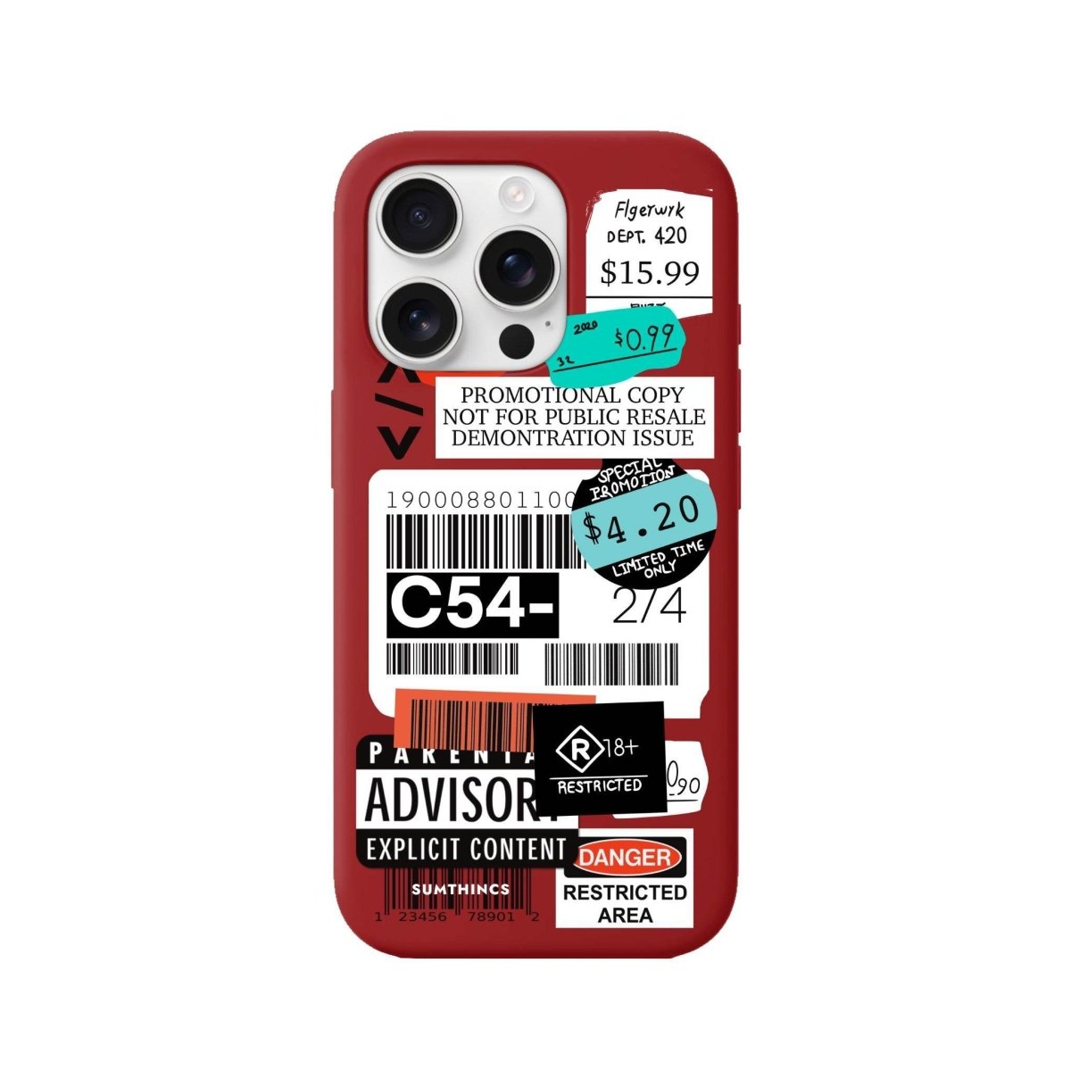 iPhone 16 Pro Barcode C54 Premium Telefon Kılıfı Kırmızı - SUMTHINCS