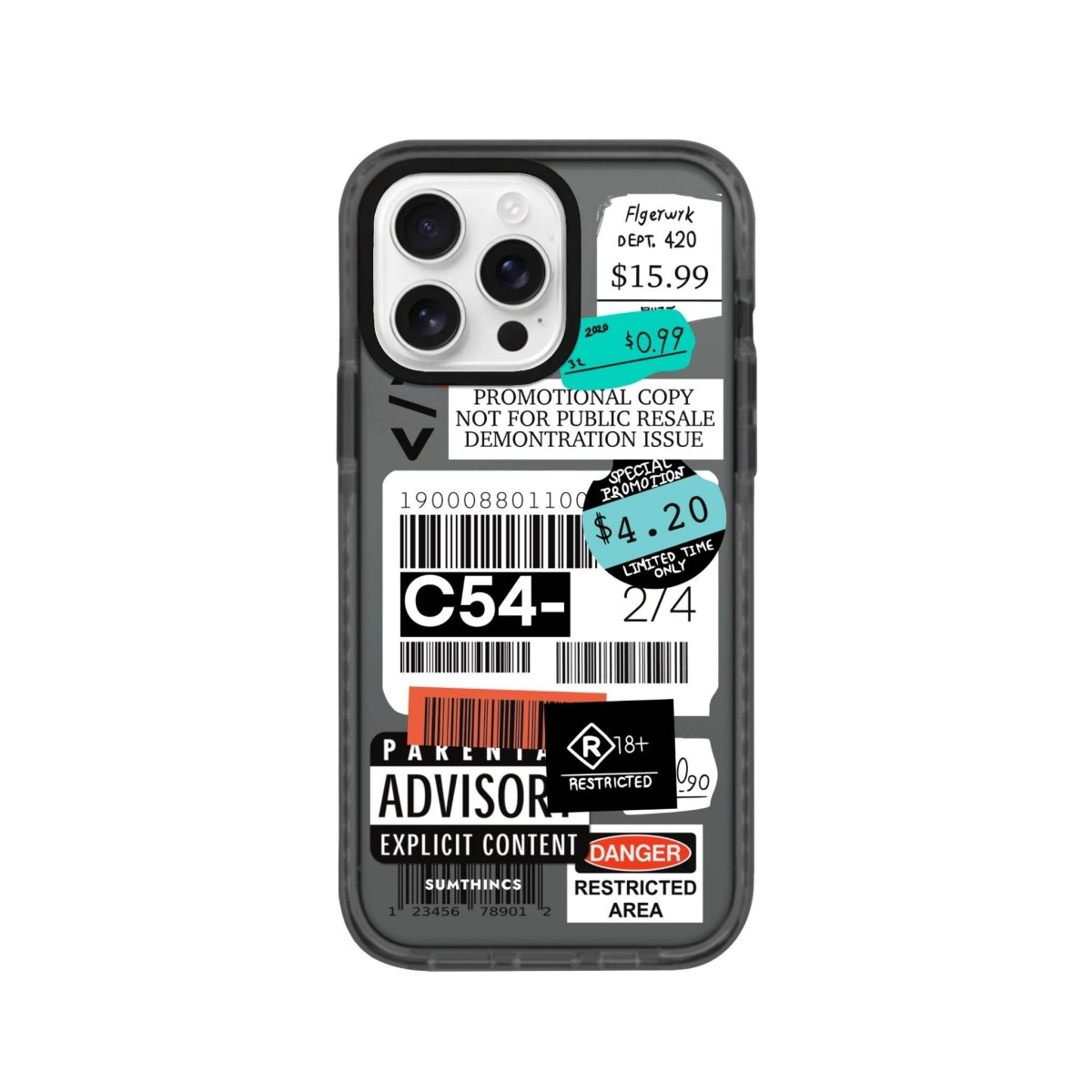 iPhone 16 Pro Barcode C54 Procase Şeffaf Telefon Kılıfı Antrasit - SUMTHINCS