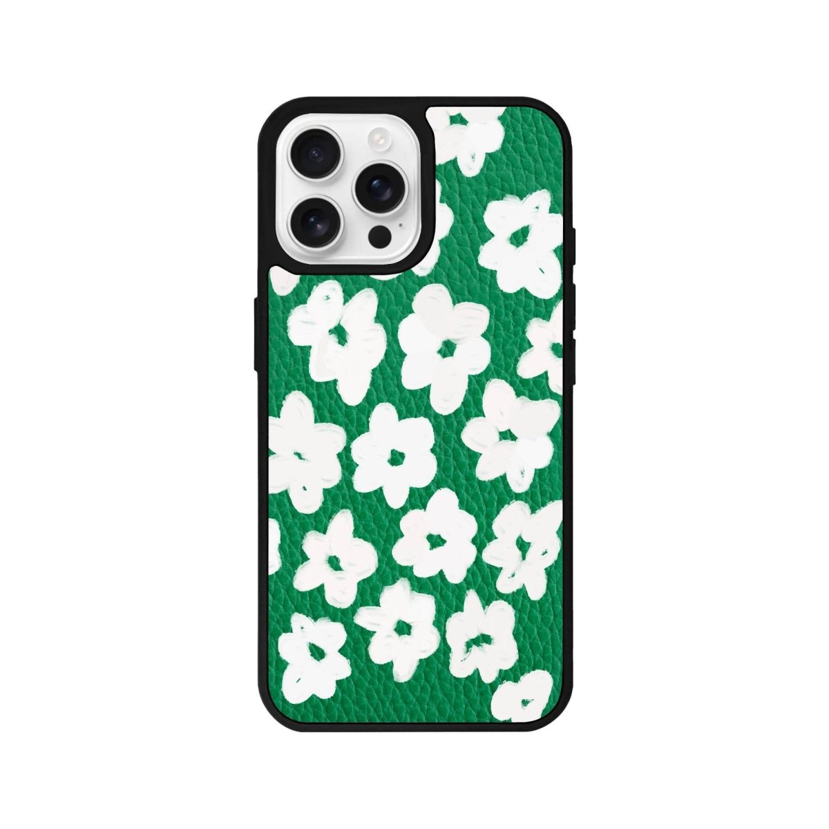 iPhone 16 Pro Blossoms Leather Vegan Deri Telefon Kılıfı Yeşil - SUMTHINCS