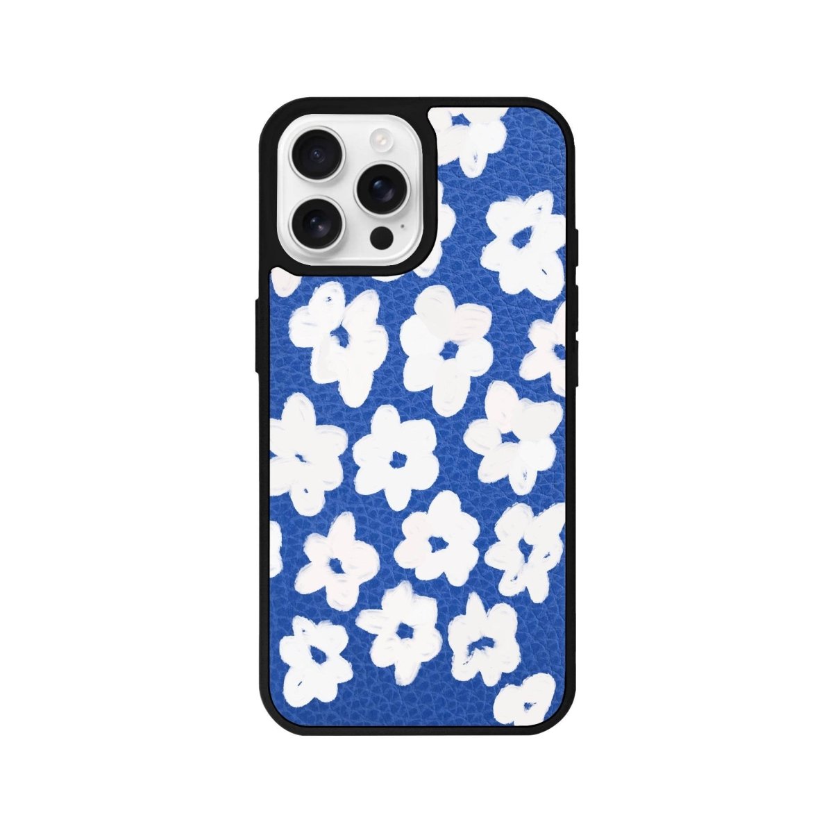 iPhone 16 Pro Blossoms Leather Vegan Deri Telefon Kılıfı Mavi - SUMTHINCS