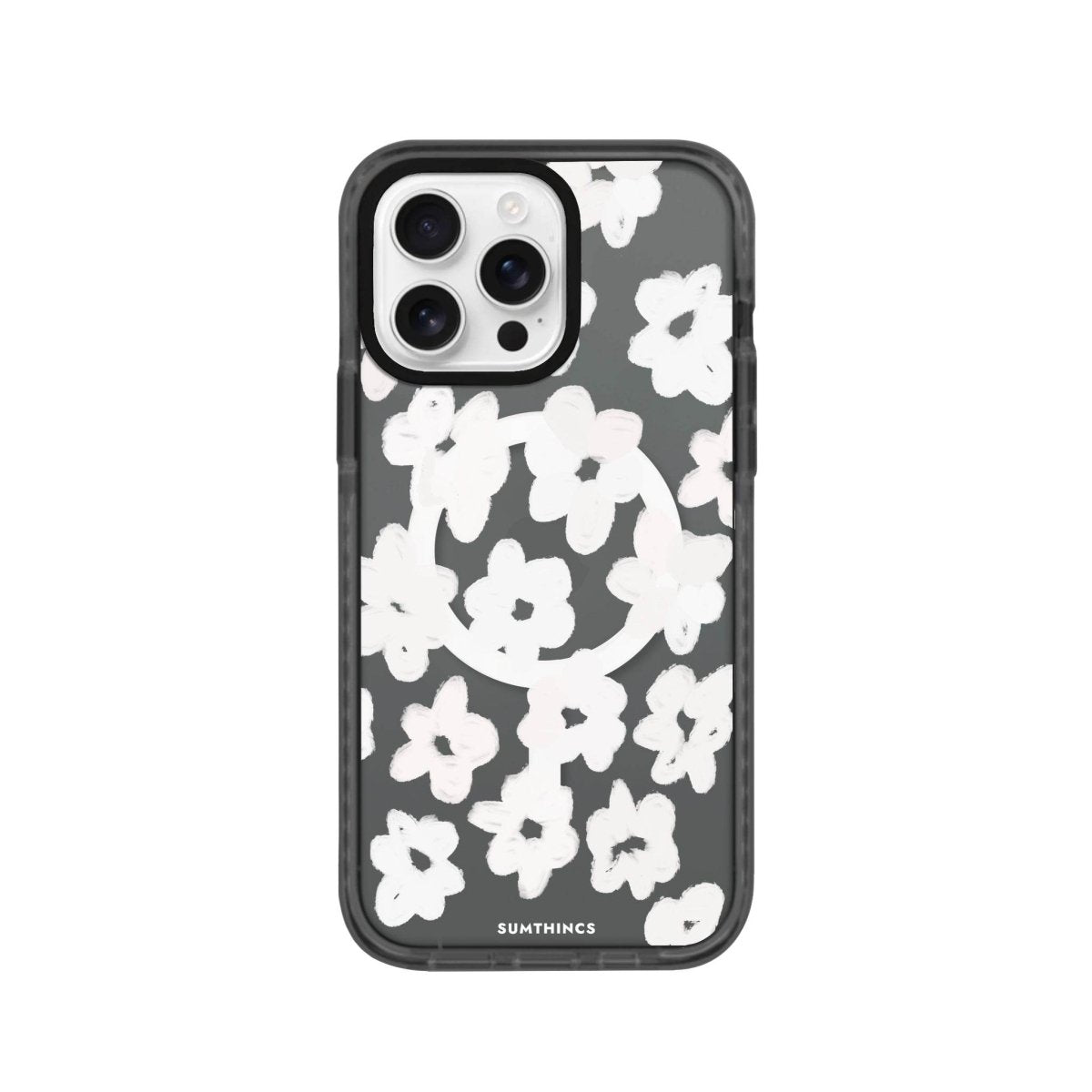 iPhone 16 Pro Blossoms Magsafe Procase Şeffaf Telefon Kılıfı Antrasit - SUMTHINCS
