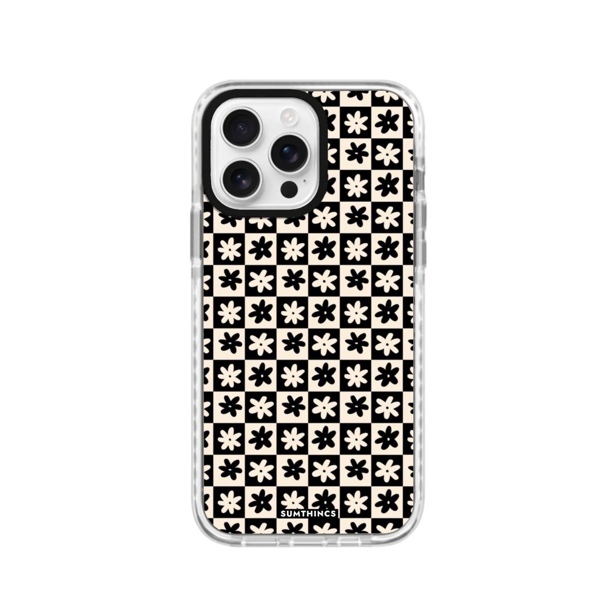 iPhone 16 Pro Check Flowers Procase Şeffaf Telefon Kılıfı - SUMTHINCS